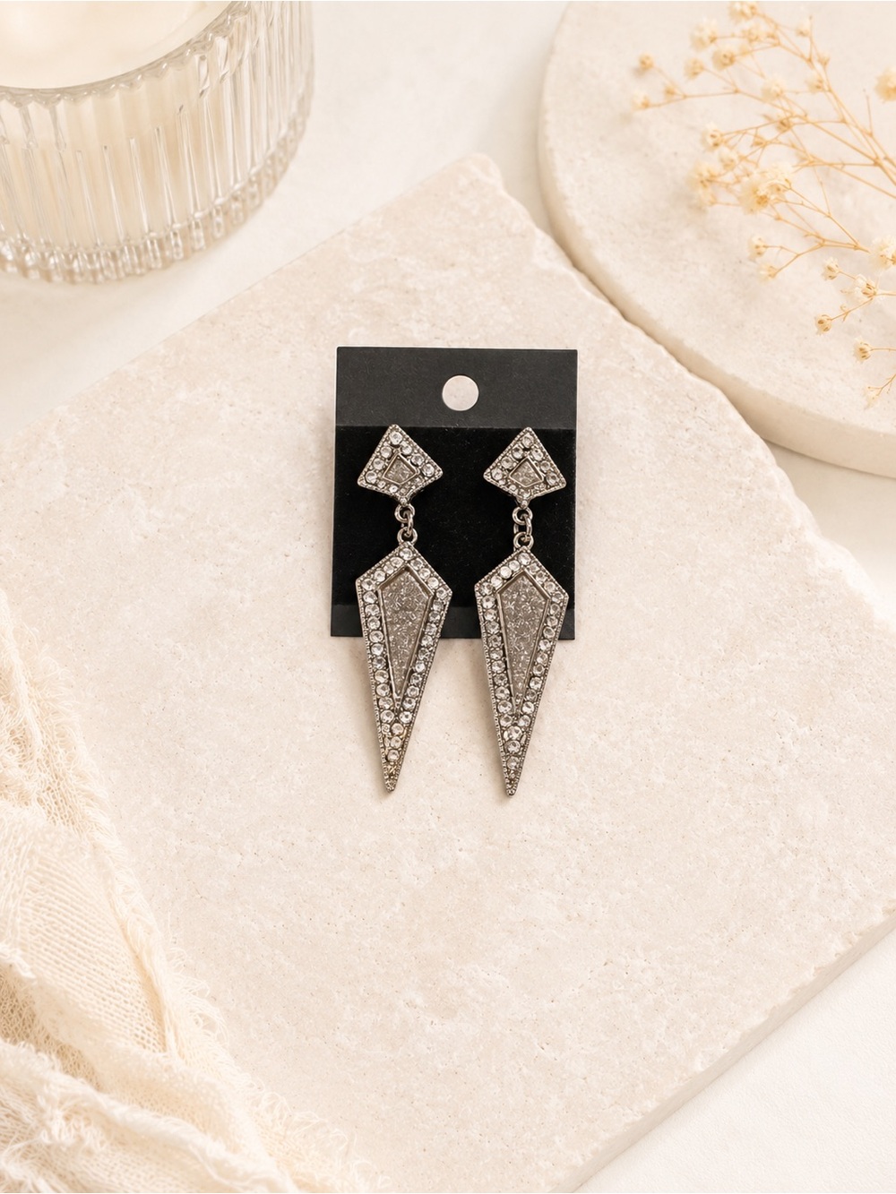 Shiny silver drop earrings cz Y2K preppy vibes gift cute spike trendy dangles
